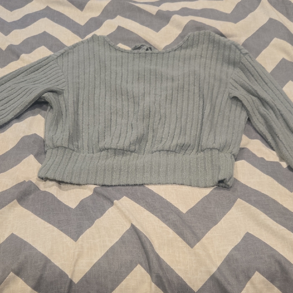 SHEIN Ribbed Knit Crop Top - Green